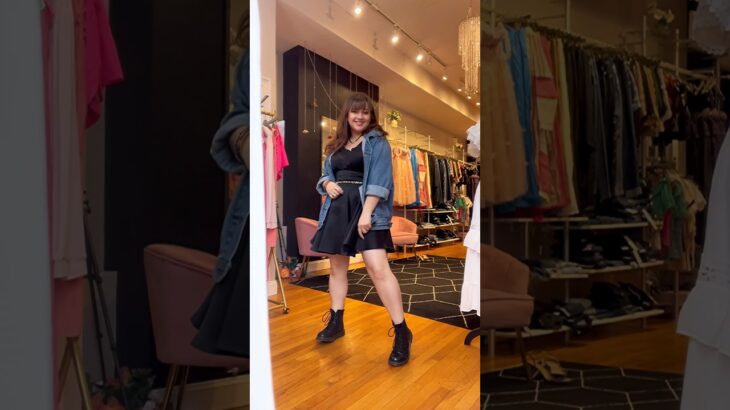 Grunge Glam: Black Skirt, Tank, Jean Jacket, Dr. Martens! 🥾 #GrungeStyle #ootd #fashioninspo