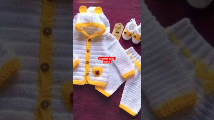 crochet baby #dress  jacket .cap pajama . with shose by #azmah  creation