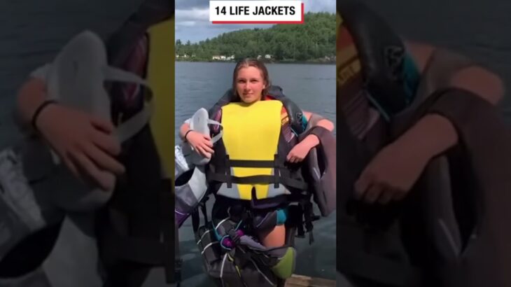 最大何枚のライフジャケットを着て海に飛び込む事ができるのか？#海外#衝撃映像 #面白い #ダイビング#海