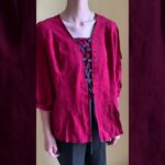 🔥 32 EUR! Vintage Folklore Red blouse/jacket lace-up, L. Link to the item in the first comment