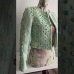 Beading the aqua tweed jacket #beading #sewing