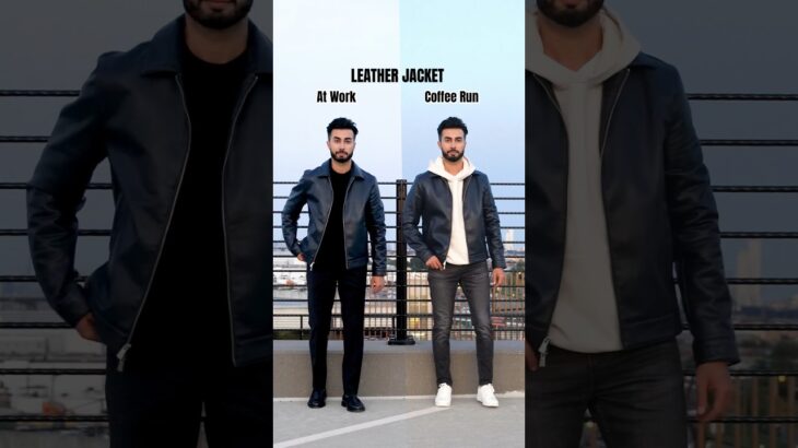 How I style my leather jacket ♣️ #leatherjacket #menswear #officewear