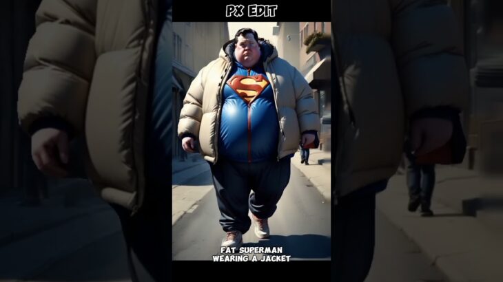 fat superheroes wearing a jacket