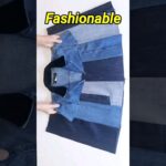 DIY From old denim jacket & jeans into fashionable jacket #shorts #thriftflip #sewing #upcycle #diy