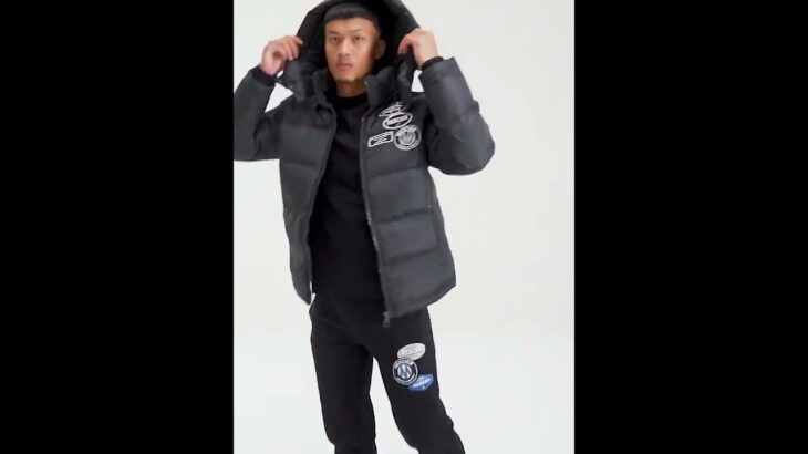 MERCIER | Men’s Shiny Mono Badge Jacket Hooded Black | JD Sports