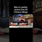 Man In Leather Jacket Eats 20 Chicken Wings