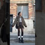 Winter Outfit -bomber jacket, vintage sweatshirt, dress, tights, slouchy socks, Jadon Dr. Martens