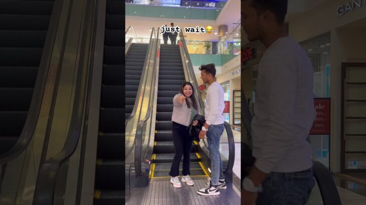 jacket snatching prank😜 with handsome boy #shorts #shortsfeed #escalator #prank #viral #ytshorts