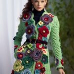 KNITTED CROCHET JACKET BEAUTIFUL COLOR #KNITTED #CROCHET #JACKET #LONG COAT #OUTFIT AI MADE #SHORTS