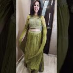 Mehndi Green Crop Top Skirt with Detachable Jacket  #ethnicwear#designerdresses