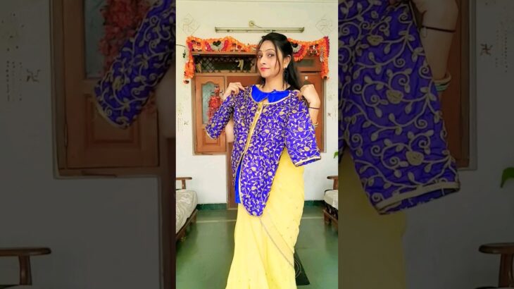 Style Saree with Jacket ! #sareedrapping #shorts #sareestyling #blousedesign #jecketblouse