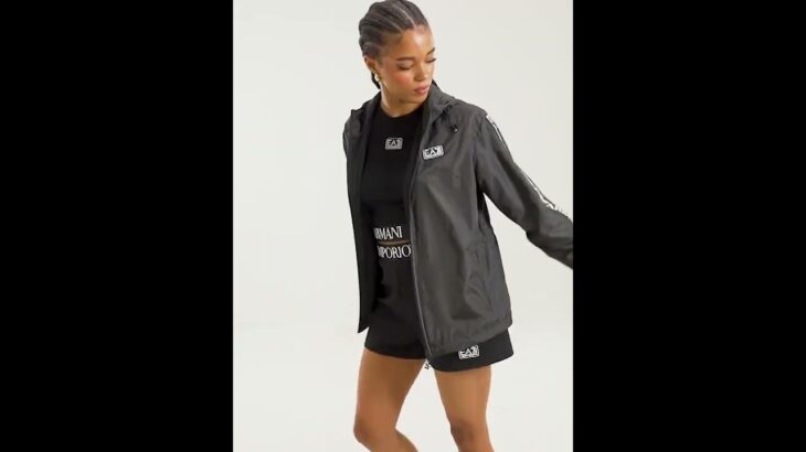 EMPORIO ARMANI EA7 Ventus Full Zip Windbreaker Jacket Shiny Black Women | JD Sports