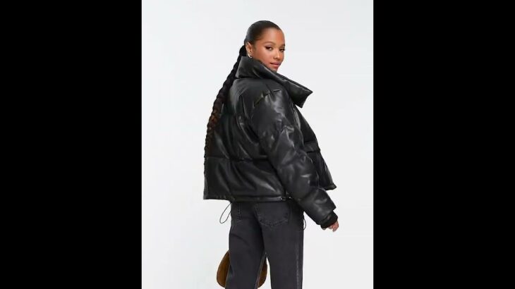 MISSGUIDED Petite Faux Leather Puffer Jacket Shiny Black Women | Asos