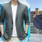 耐シワ性極薄アイスシルクスーツジャケット、UVカット、、瞬間5℃下げる、2着目3,000円。