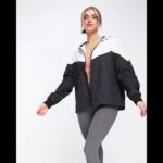 THREADBARE Fitness Running Zip Through Contrast Jacket Hooded Shiny Black White Women | Asos