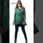 Women’s Peplum Green Moto Leather Jacket