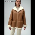 Denny&Dora Women’s Winter Coats Shearling Jacket Casual Coat Women’s Mid-Length Sheepskin Coat