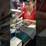 She’s sewing lining jacket pockets
