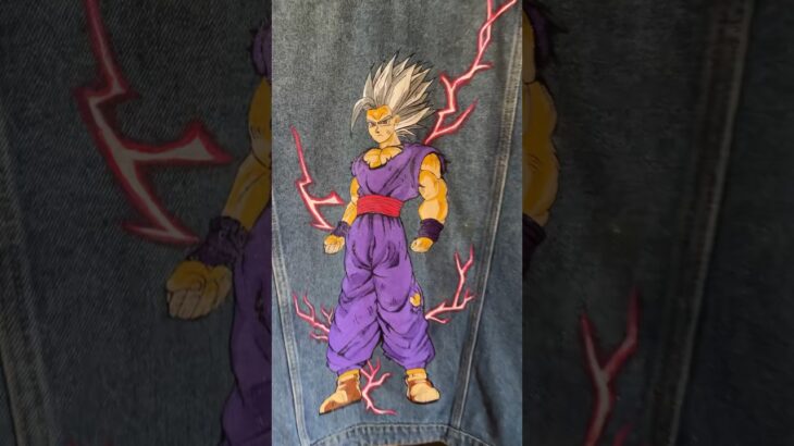 Anime jacket #handpaintedjacket #gohan #viralvideo # #dragonball #goku #dragonballz #anime #edit