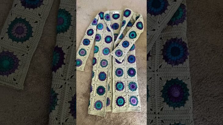 Sunburst granny square Jacket by Ricoon 🌼  簡単ジャケット編んでみた　#crochet #grannysquare #shorts #ricoon