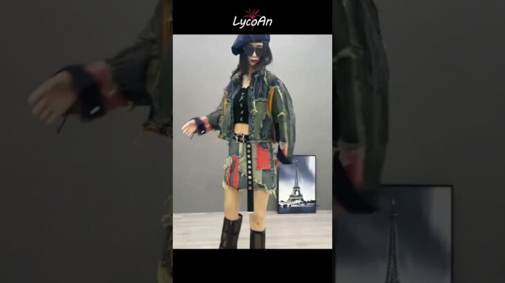 カラーステッチデニムジャケット(CA-JA001)＆カラーステッチデニムスカート(CA-SK001) #fashion #denimjacket #denimskirt #shorts