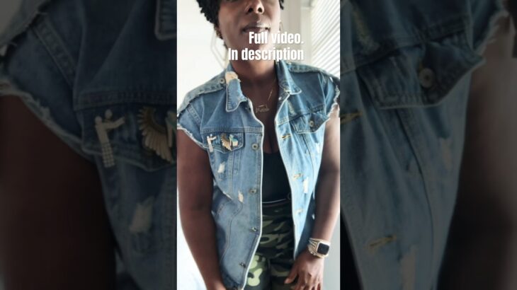 Men’s denim jacket into women’s denim vest #fashionshorts #fashionsewing