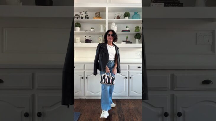 Jeans on sale  fall outfit Vegan leather jacket Follow me! #denimdream #denimsale #thelookforless