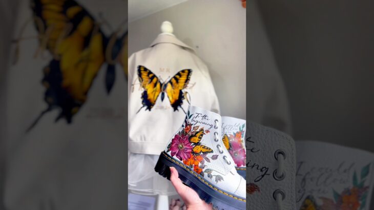 Matching painted leather jacket and custom Dr Martens 🖤 #painting #leatherjacket #docmartens