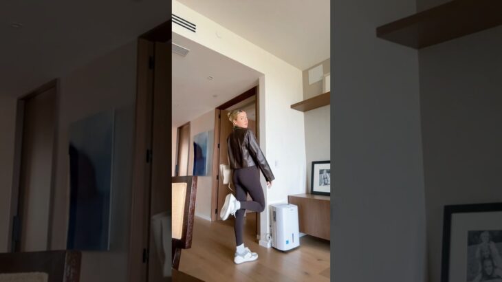 Jacket is revolve, set is IKD Active, bag is Chanel, sneakers are Alo