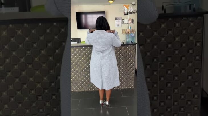 NEW ARRIVALS – Navy Dress Suit with a Grey Checkered Jacket – Sarai Afrique Fashion