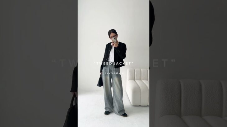 jacket-02018　ツイードジャケット #秋コーデ #ファッション #fashion #高身長コーデ #shorts #lavishgate #ツイードジャケット #ジャケット #outfits