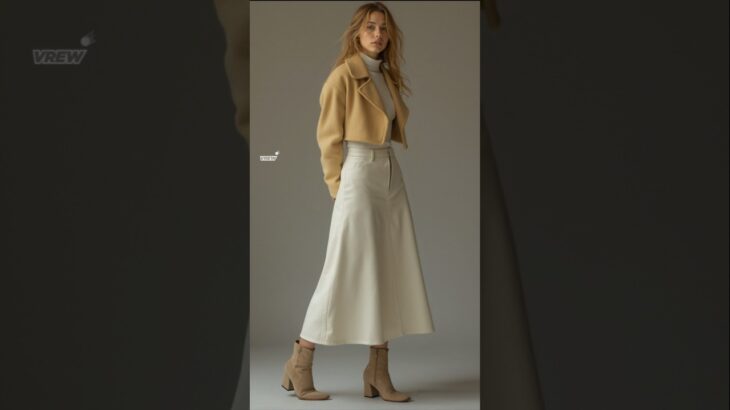2024 Winter fashions – crop wool jacket & midi skirt #styles #outfits