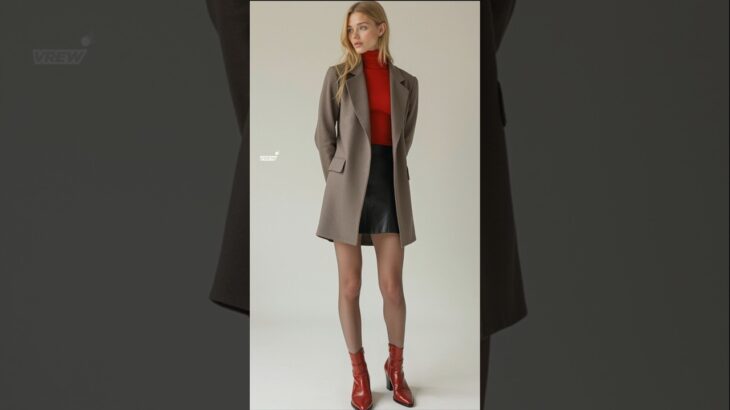 2024 Winter fashions – wool jacket over turtleneck top & mini skirt #styles #outfits