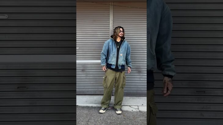 大人のアクティブジャケットコーデ。#古着コーデ #古着コーデ #古着 #コーデ #コーディネート #carhartt #shots #ミリタリー #大人コーデ #tシャツ #1週間コーデ