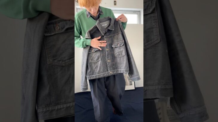 秋冬のデニムジャケットスタイル #秋冬コーデ #秋冬コーディネート #ファッション #古着コーデ #デニムジャケット #デニムコーデ #スラックス #ootd #outfit #short