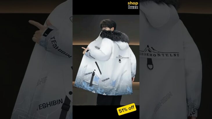 Winter wormth hooded jacket for men, casual style with Alphabet pattern. #winterjacket