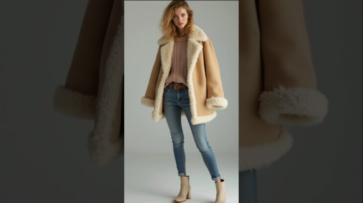 2025 Winter fashions – shearling jacket & skinny jeans #styles #outfits
