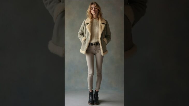 2025 Winter fashions – shearling jacket & skinny jeans #styles #outfits