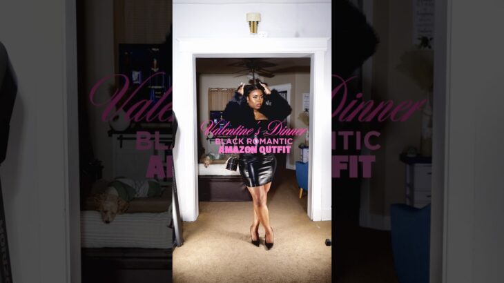 Black Valentine’s Day Date Night Outfit | Faux leather Dress & Fur Jacket #valentinesdayoutfit