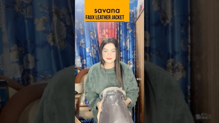 Faux Leather Jacket From Savana #savanahaul #winterwear #trend #ad #shorts
