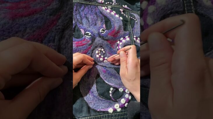 Felted octopus jacket. I worked on this for about 4 days!!! #needlefelting #upcycle #octopus