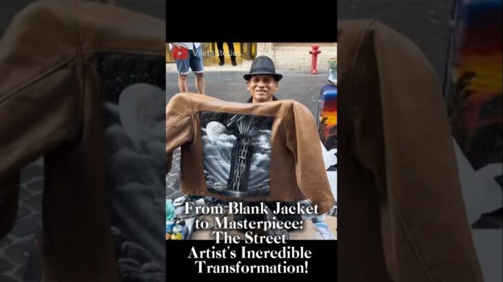 From Blank Jacket to Masterpiece: The Street Artist’s Incredible Transformation! #shorts