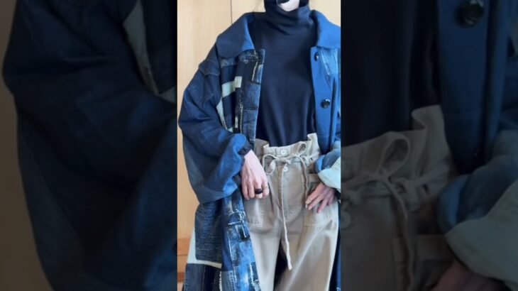 デニムパッチワークコート　#sayocafeチャンネル #衣工房sayocafe #デニムジャケット #デニムコーデ #再構築 #fashion