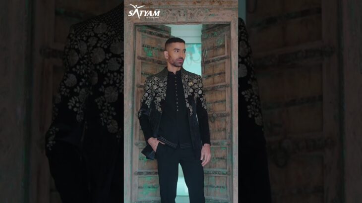 Floral Pattern Black Kurta Jacket – Only at Satyam Mall! 🌸🖤