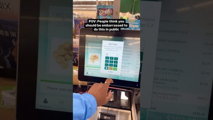 Do you press “0” bags at self checkout⁉️ #jacket #bag #shop #groceryshopping #haul #style #grwm