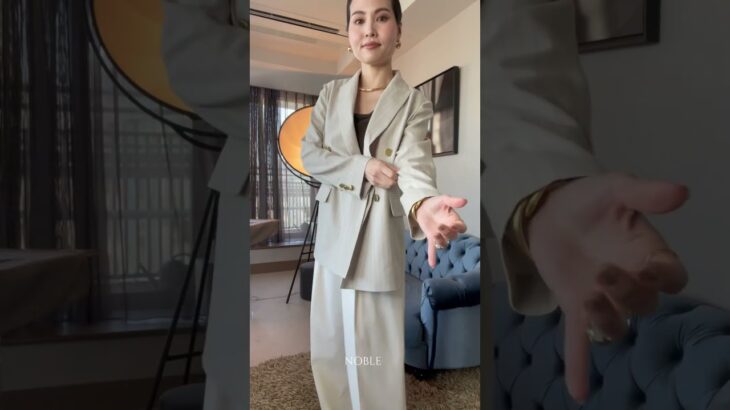 Dress code:Office casual 麻リネンのストライプジャケットでつくる春のオフィスカジュアル🧥✨地味にならないリネン素材を初入手🤍　#30代コーデ #40代コーデ