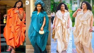 How to cut and sew bubu gown with flare cape/kimono jacket with flounce cape and side ruched.