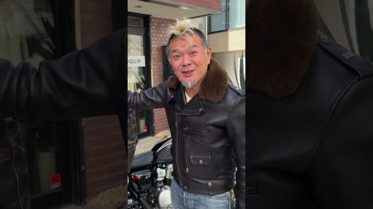 バイカー向け革ジャンコーデ教えちゃいます！Kawasaki メグロS1 モヒカン小川のレザーチャンネル #shorts