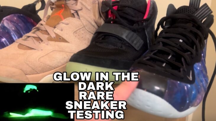 Nike Galaxy Foamposite VS Yeezy 2 VS Travis Scott Jordan 6 GLOW IN THE DARK TESTING