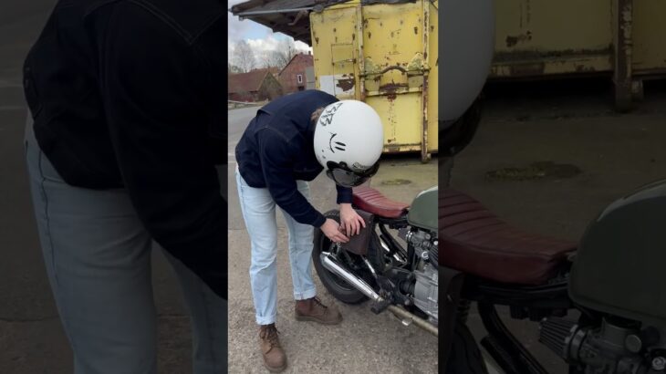 Zero Denim Riding Jacket to match custom-built Honda. Timeless style, real protection.